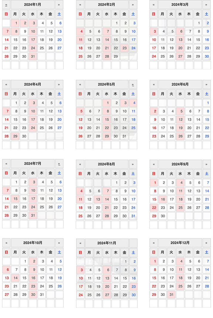 丸山記念総合病院 年間カレンダー2024